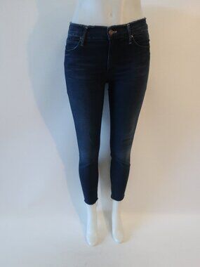Womens MOTHER Double Fray Charmer Crop Blue Jeans 26